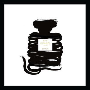 Ribbons original fashion art. Fan art fashion print in custom frame 12x12 Chanel